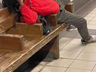 Nyc subway fuck. Cruiser and homeless hut
